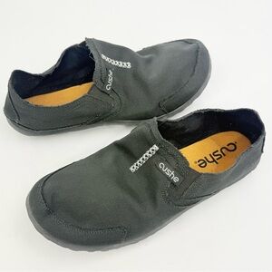 Cushe Dark Gray Canvas Rubber Grip Slip On Performance Slipper Shoes